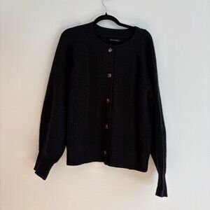 Banana Republic Black Chunky Knit Cardigan Button Front Preppy Relaxed Cozy XXL